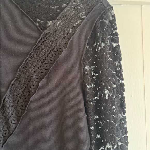 Free People Black Lace Long Sleeve Top - Picture 6 of 9